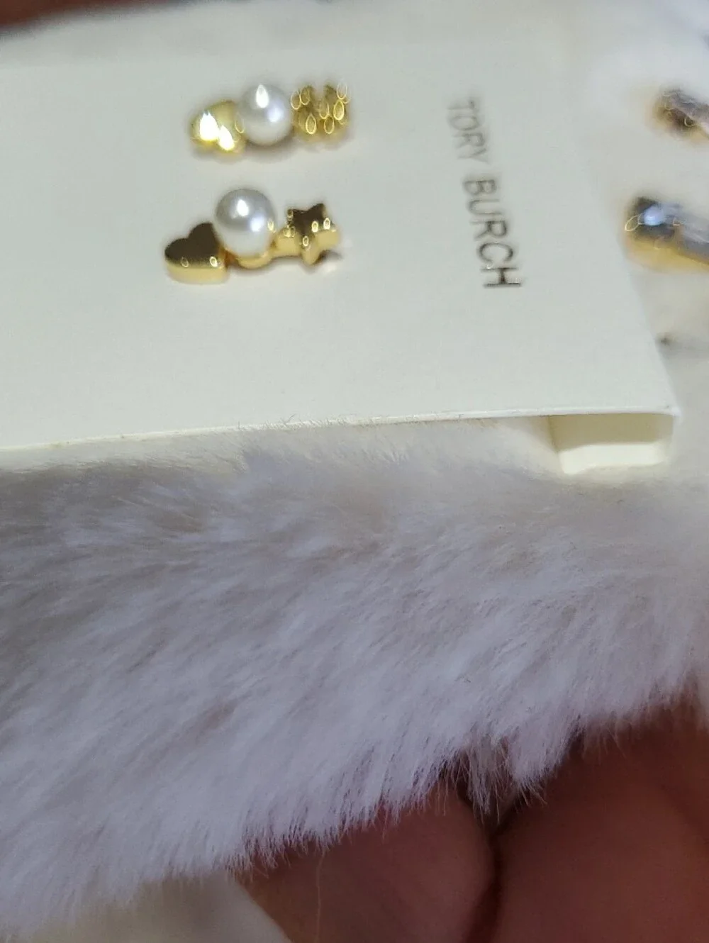 Tory Burch Gold Pearl Heart & Star Drop Studs Post Earrings NWOT Dainty Girlie